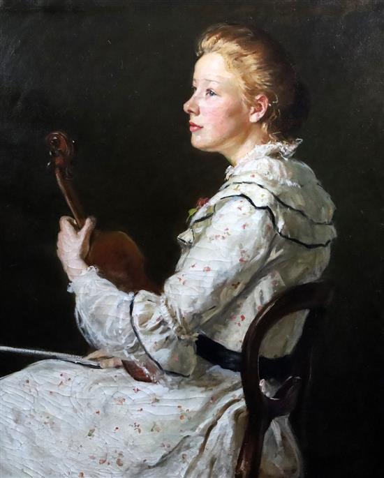 [Susan] Isabel Dacre (1844-1933) A Young Violinist 32 x 26in.
